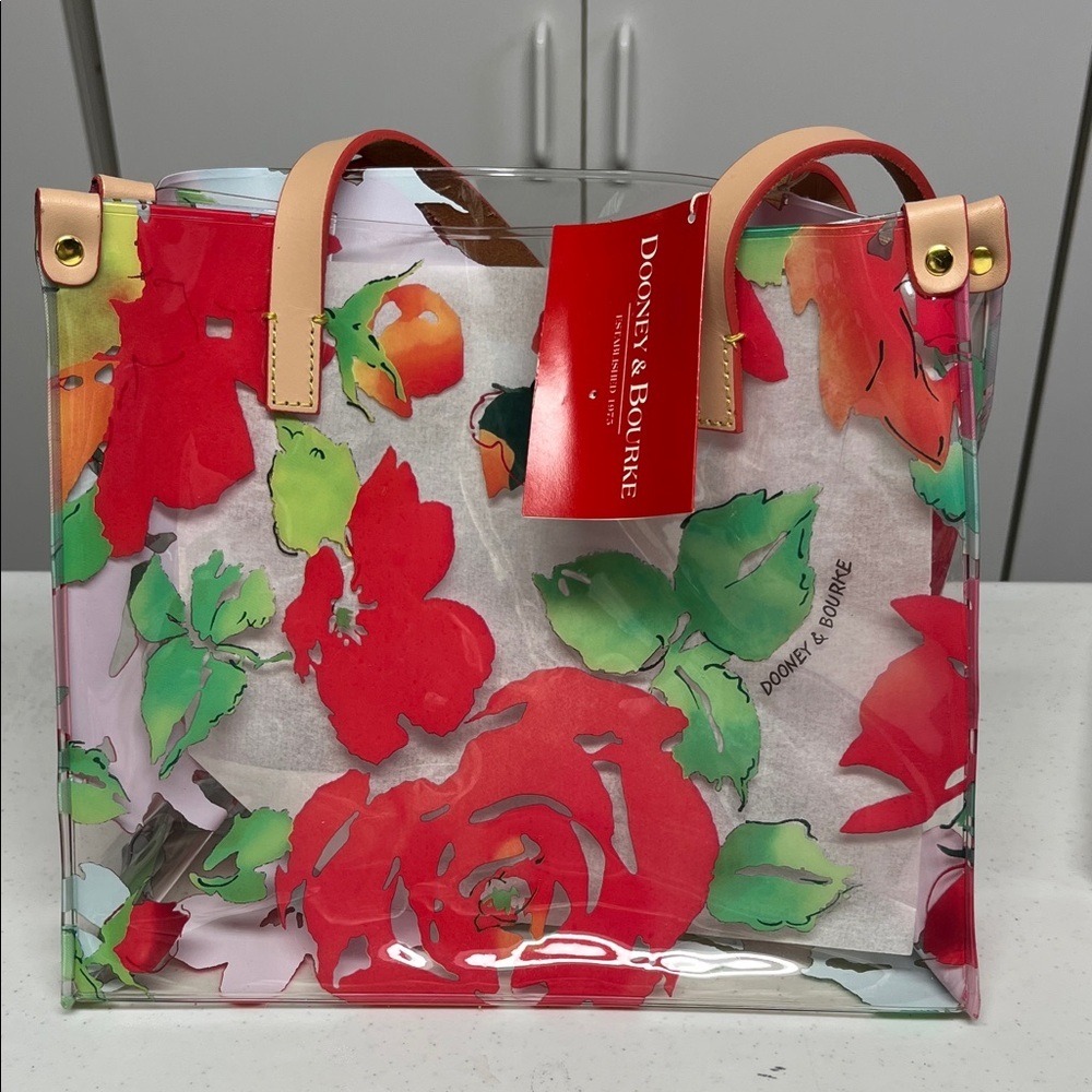 Dooney & Bourke Red and Green Floral Tote - Picture 2 of 7